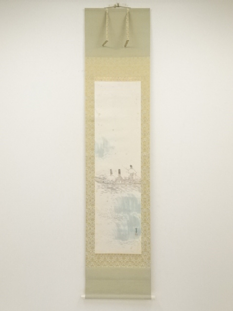 JAPANESE HANGING SCROLL / HAND PAINTED / BOATING